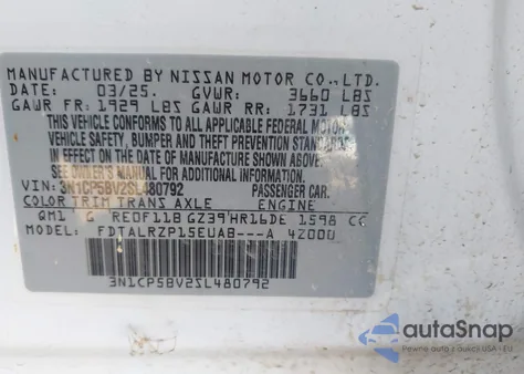 2025 Nissan Kicks Play S from USA, damaged, VIN 3N1CP5BV2SL480792